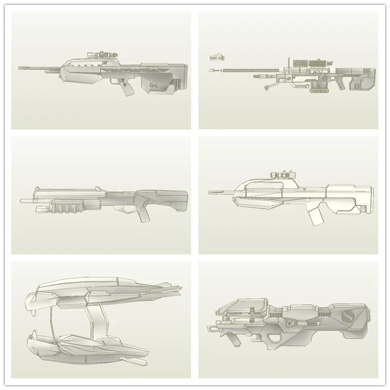 

1:1 BR55 M90 Стандартная боевая винтовка SRS99D Снайперская пистолет Военная игра 3D бумажная модель игрушка ручной работы