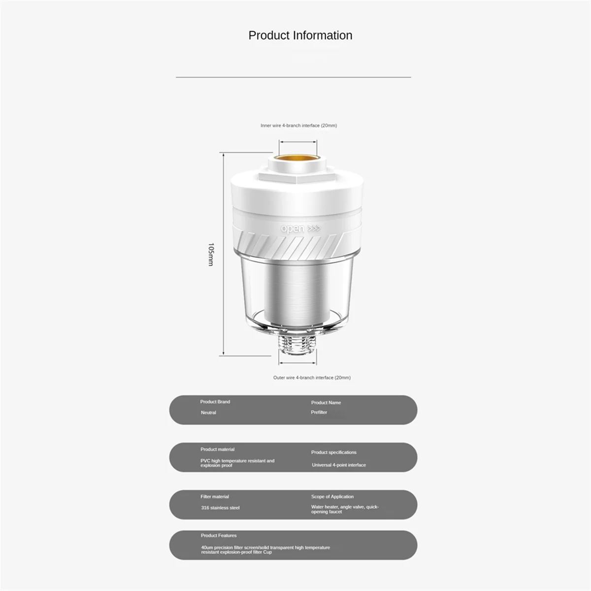 

Водонагреватель Предварительный фильтр Фильтр для ванны Очиститель воды Очиститель воды Бытовой душ Водонагреватель Фильтр-B ГОРЯЧИЙ