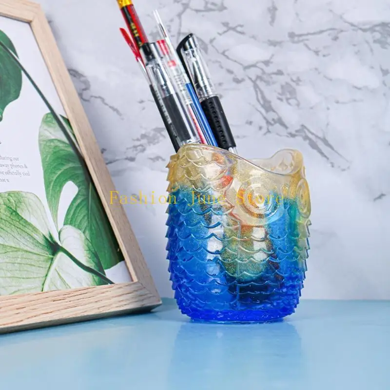 N5KA Owl Pen Holder Epoxy Resin Mold DIY Crafts Jewelry Storage for Case Casting Tool Desktop Decorations Silicone
