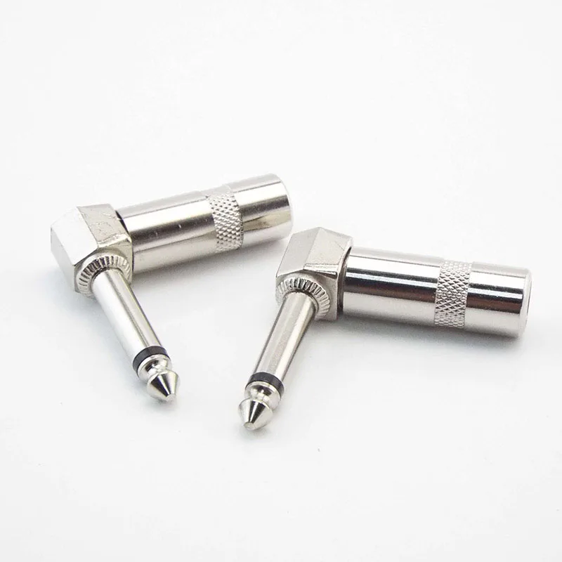 1/4 Inch 6.35mm 6.5mm L-shape Jack Right Angle Male Mono Plug Connector For Guitar Audio R