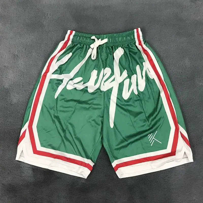 Male Short Pants Gym Basketball Training Men\'s Shorts Sports Green Drawstring Fashion Vintage With Stylish Hot Korean Style Xl