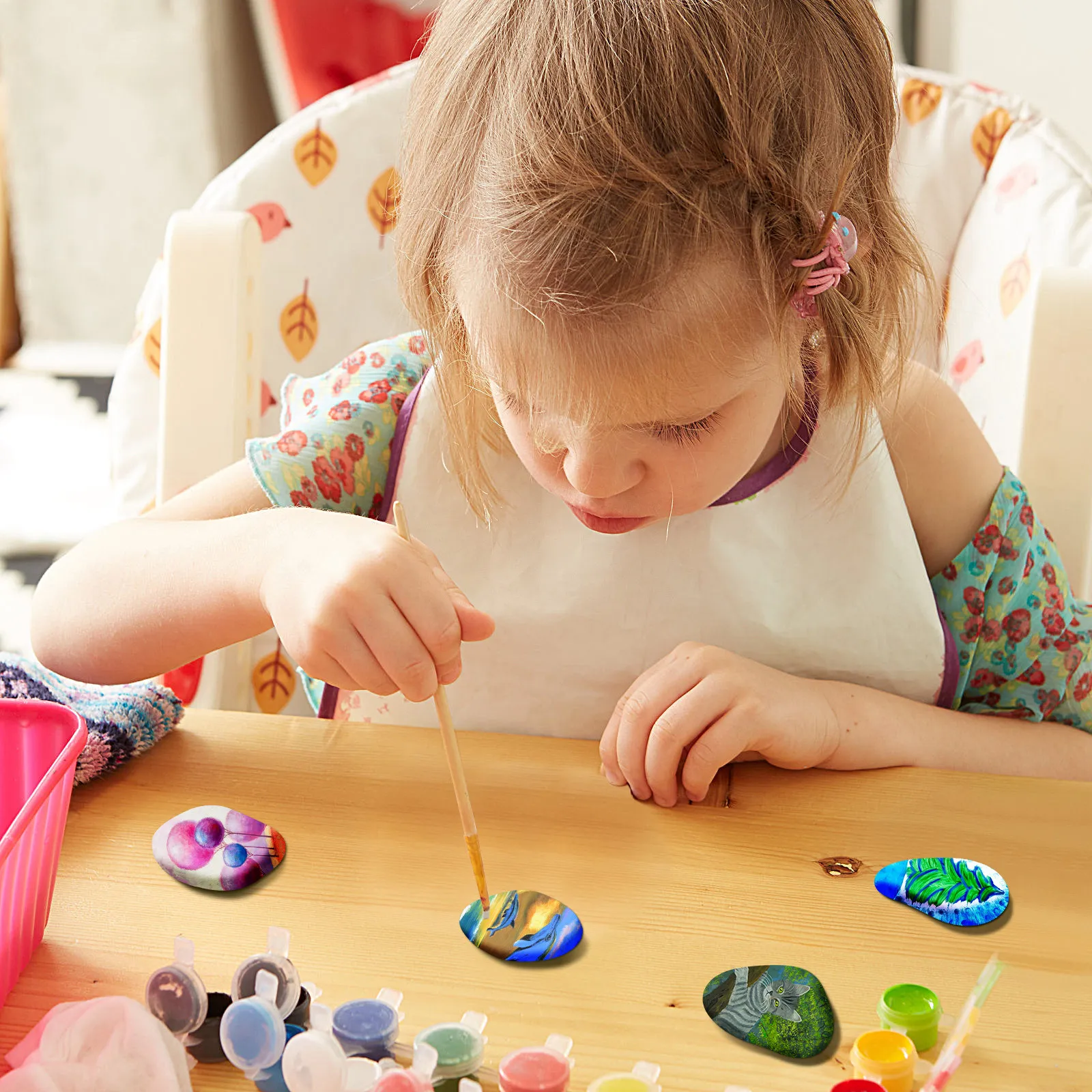 Painting Rocks 6Pcs Smooth 5 to 9cm Natural Pebbles for Kids DIY Drawing Markers Crafts and Art Projects
