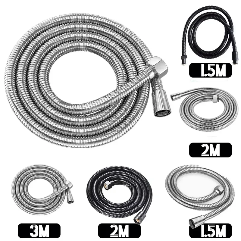 

Stainless Steel Flexible Shower Hose Long Bathroom Shower Water Hose Extension Plumbing Pipe Pulling Tube Bathroom Accessories