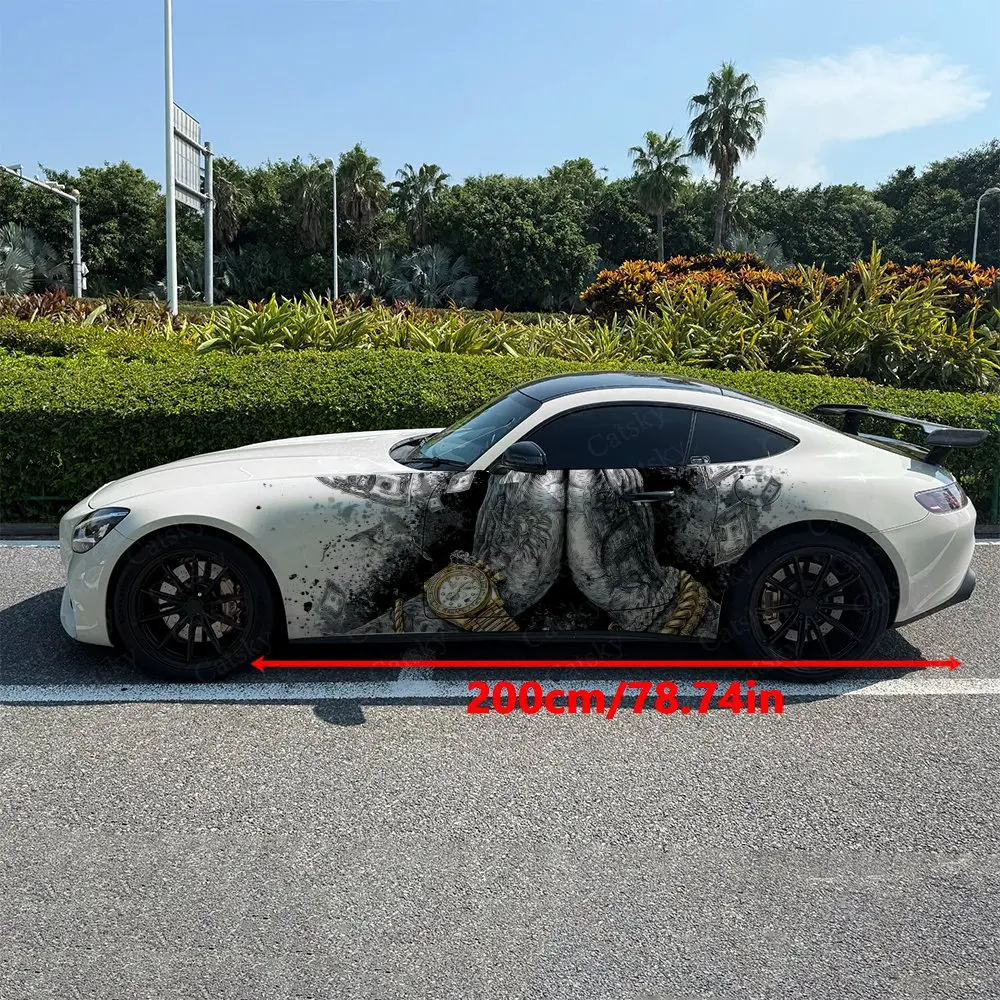 2pcs Luxury Hand Money Wave, Durable, Fade-resistant, Enhance Vehicle Aesthetics With Bold Artistic Design Car Vinyl Wraps