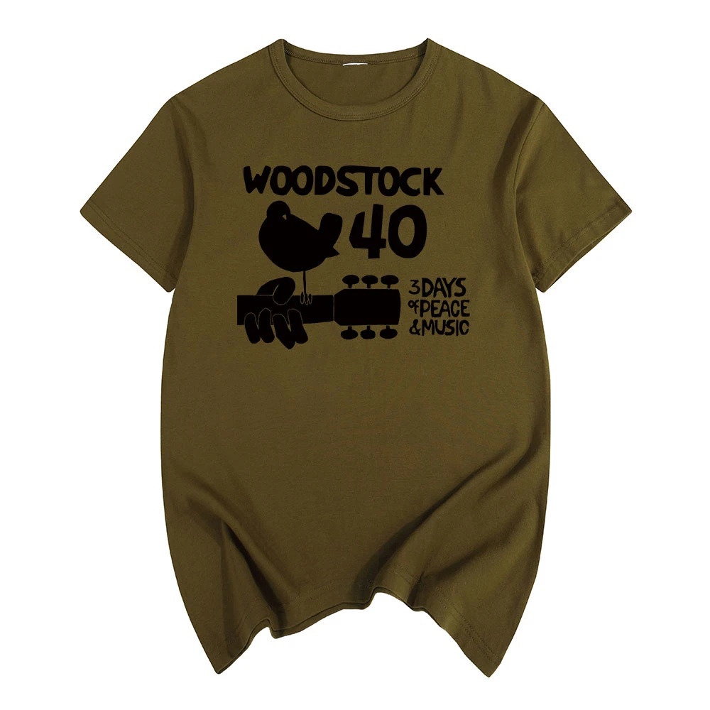 

woodstock Summer print T-shirt Cotton Men T shirt New women TEE