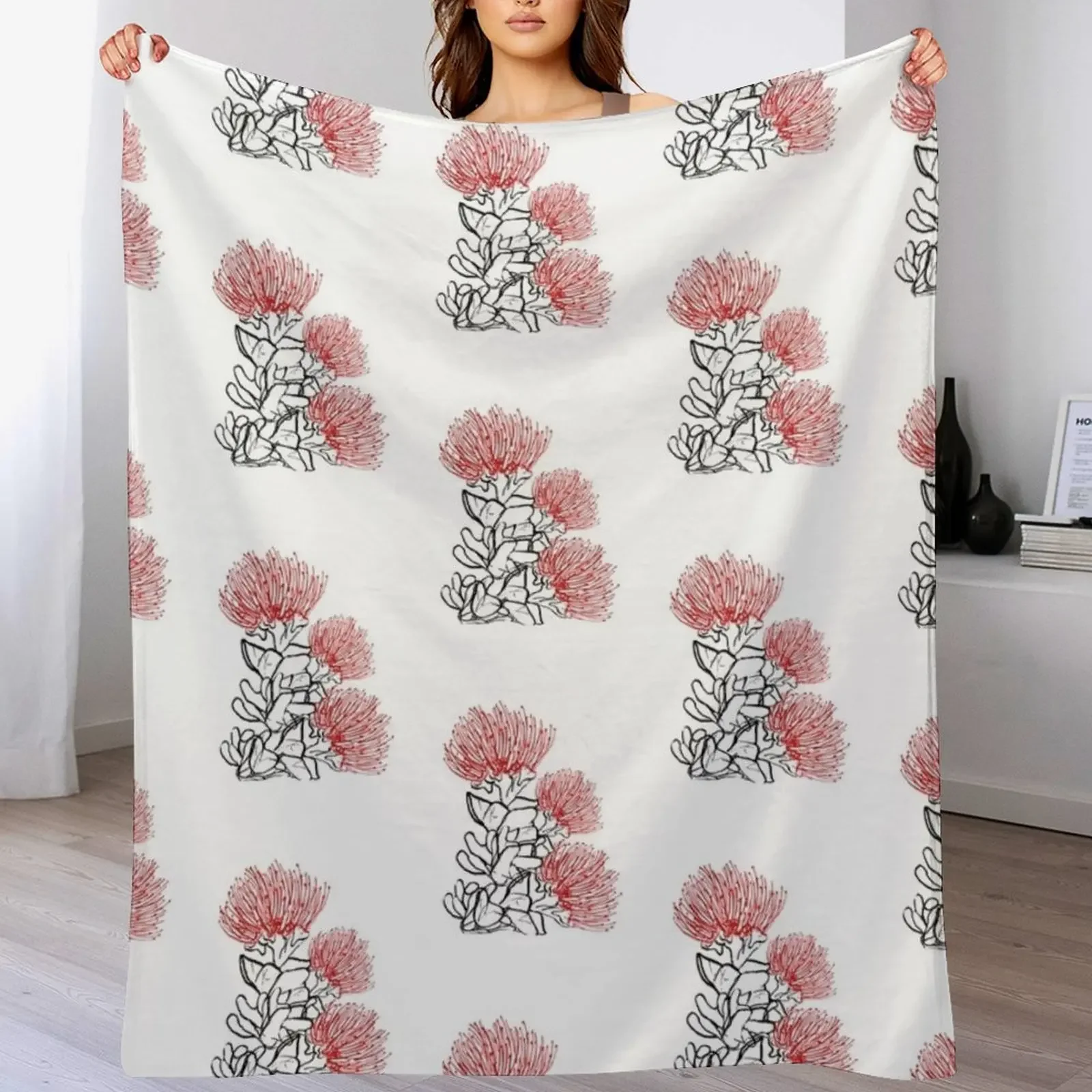 

Ohia Lehua Original Calligraphy Artwork Throw Blanket Summer Beddings Multi-Purpose Thermal Custom Blankets