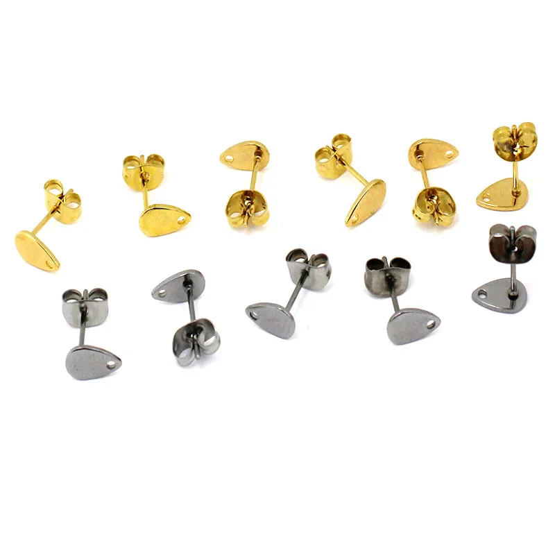 

20Pcs Stainless Steel Water Drop Earring Studs Base Components with Hole for Pendant DIY Jewelry Making Accessories Supplies