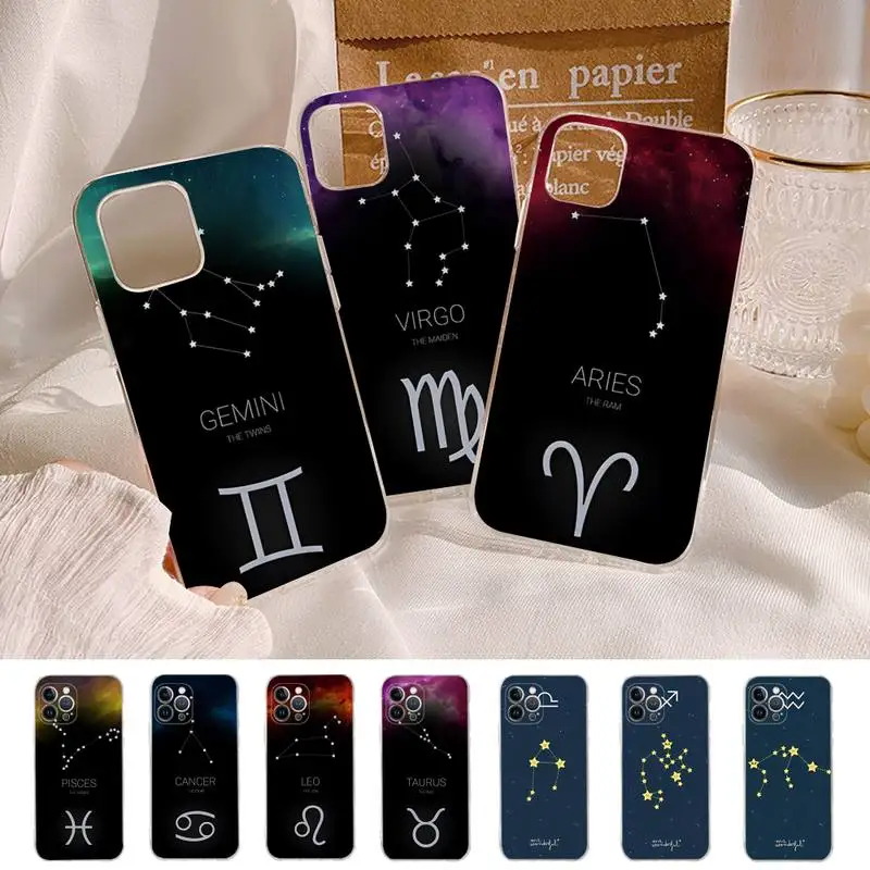 MaiYaCa Zodiac Sign 12 Constellations Phone Case For iPhone 11 12 13 14 Mini Pro Max XR X XS TPU Case For 8 7 6 Plus SE 2020