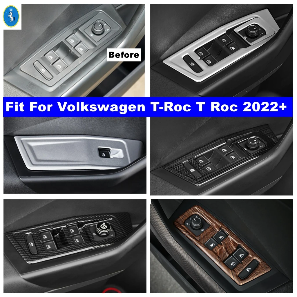 

Inner Car Door Armrest Window Glass Lift Button Switch Control Panel Accessories Cover Trim For Volkswagen T-Roc T Roc 2022 2023