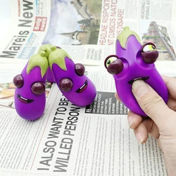 Hot Novelty Cute Fun Eye-popping Eggplant Squeeze Toy Anti-stress Eggplant Toy Funny Stress Relief for Kids for Boredom