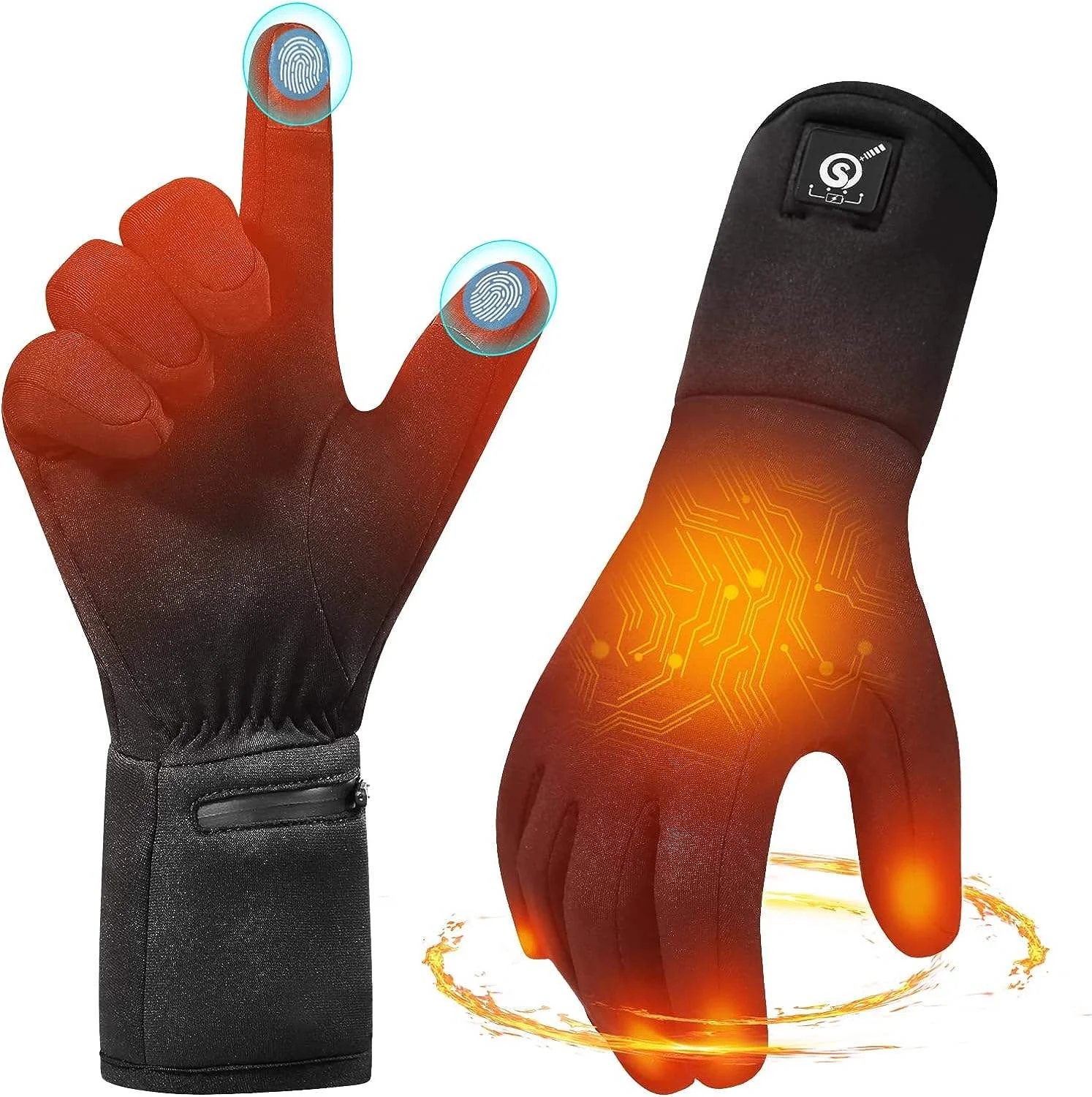 

Winter Rechargeable Electric Heating Warm Gloves Outdoor Cold-Proof Gloves 4-Finger Touch Screen 3-Speed Temperature Adjustment