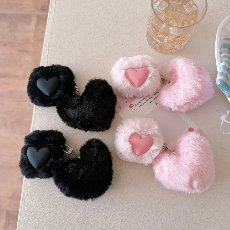 シンプルなぬいぐるみハート型Appleイヤホンケース Apple AirPods3/4対応 ソリッドカラー 落下防止PRO2/PRO3対応