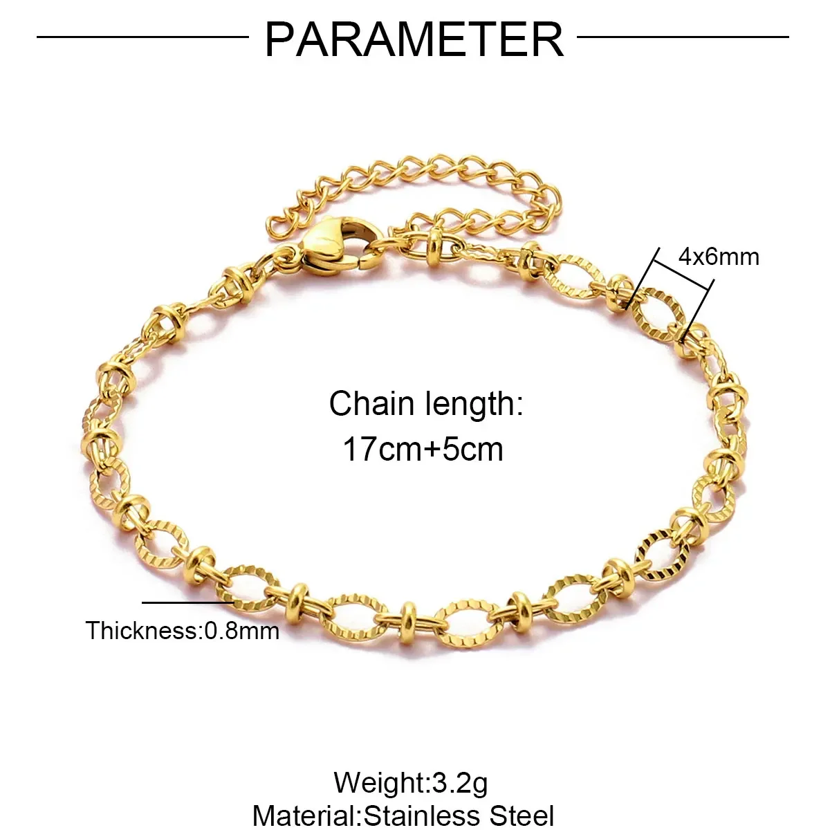 5 stks/partij RedBee 17-22 cm Rvs 4x12mm Paperclip Cross Link Chain Armband Vrouwen Handgemaakte DIY Charm Sieraden Maken - afbeelding 1