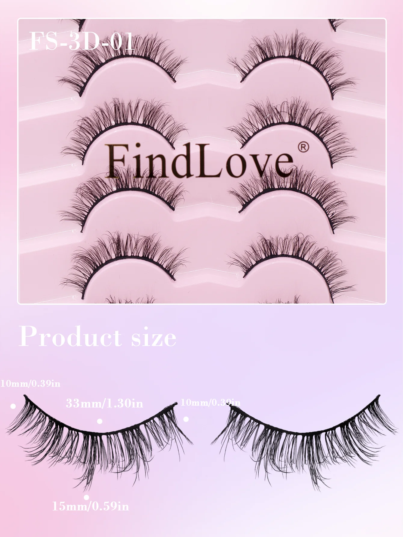 FindLove 7 paar 3D wimpers piekerige pluizige valse wimpers 10-15 mm zacht en licht faux nertsen wimper einde oog langwerpige Natura wimpers