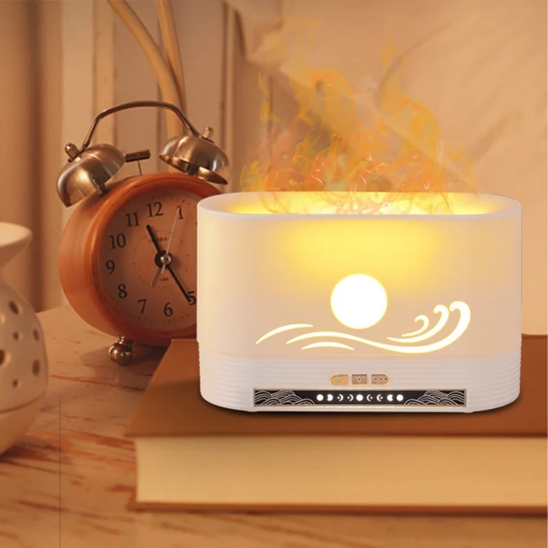 Flame Humidifier 250ml Decorative USB Aroma Diffuser Mist Humidifier With 3 Timer Settings