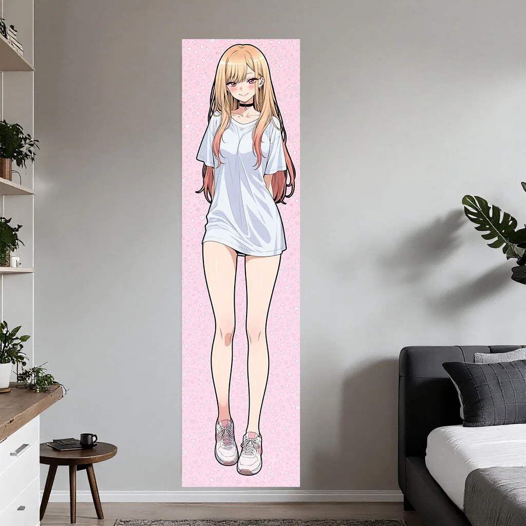 Darling Marin Kitagawa Kawaii Tapestry Gradient Hair Floral Dot Tee Sneakers Anime Wall Hanging Teen Girls Dorm Streaming Decor