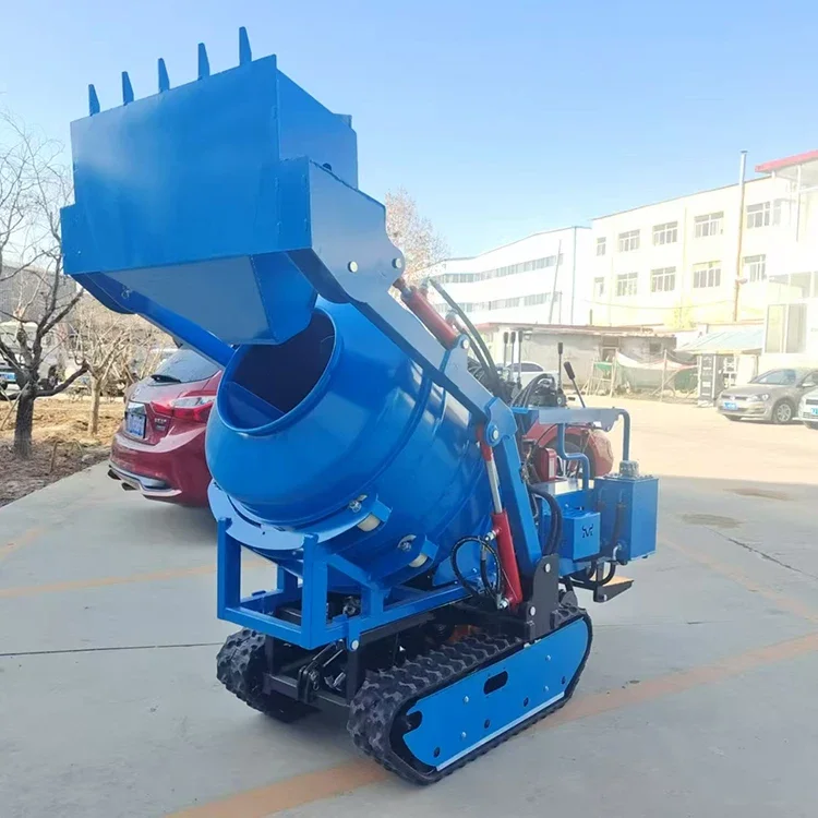 Tracked Concrete Truck Self-Loading Mini Concrete  High Quality Crawler Cement  400L Tracked Mixer with Bucket