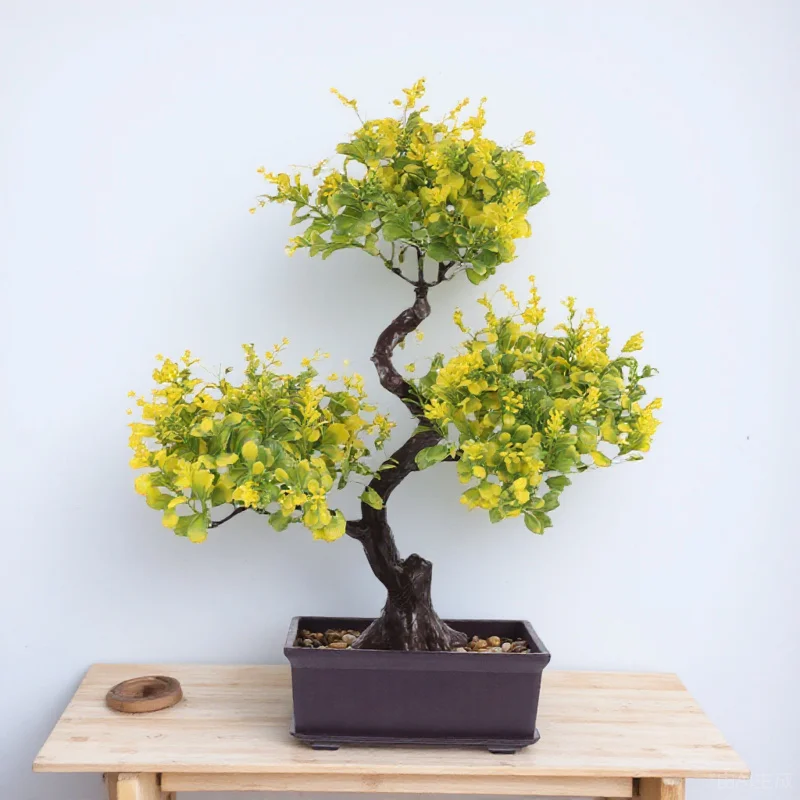 

Artificial Bonsai Simulation Potted Plants Realistic Fake Green Plants for Home Kitchen Office Desktop Decor Practical