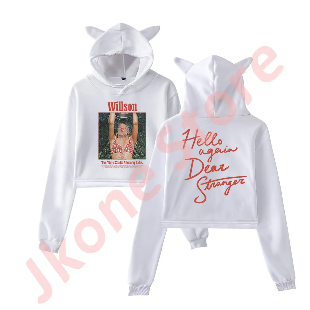 Singer Ashe Willson Album Logo Merch Pullover Female Cat Ears Hoodie Long Sleeve Top Women's Clothes