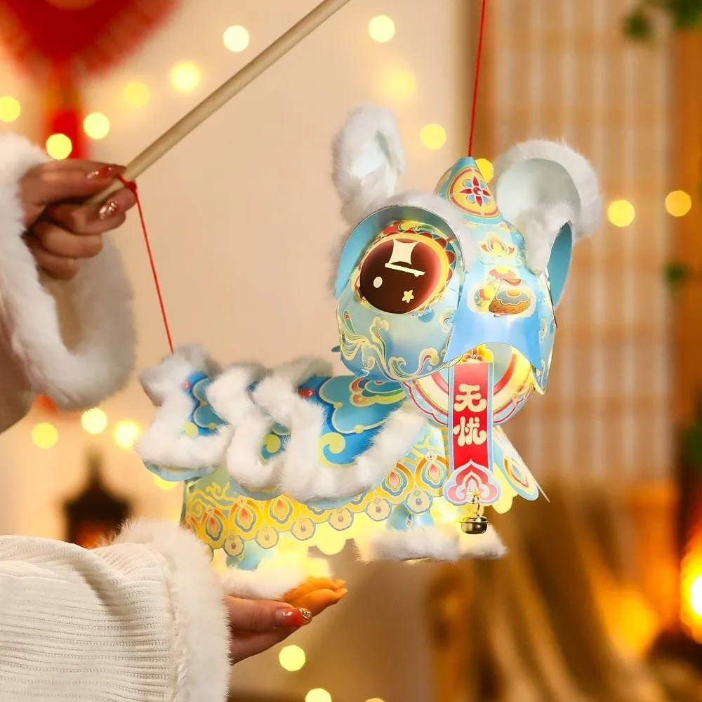 Picture 3: Lion Dance Mid-Autumn Festival Lantern Ancient Style DIY Material Package Chinese Style Lantern PVC Blessing Luminous Lantern