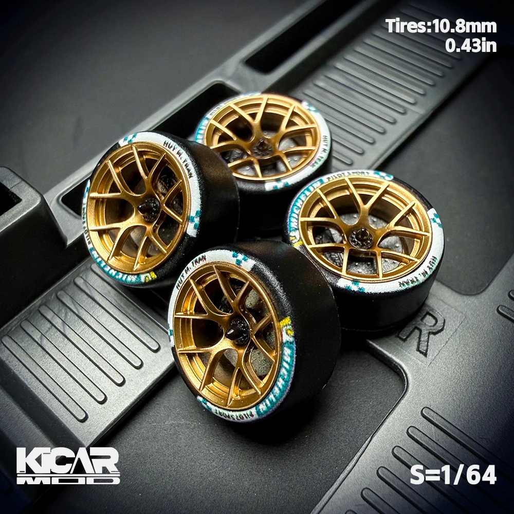 Kicarmod 1/64 Resin "Dove" Center Lock Rennmodell-Räder 10,8 mm mit Gummireifen & dynamischen Lagern für MINIGT 911 R8 – Detail 8