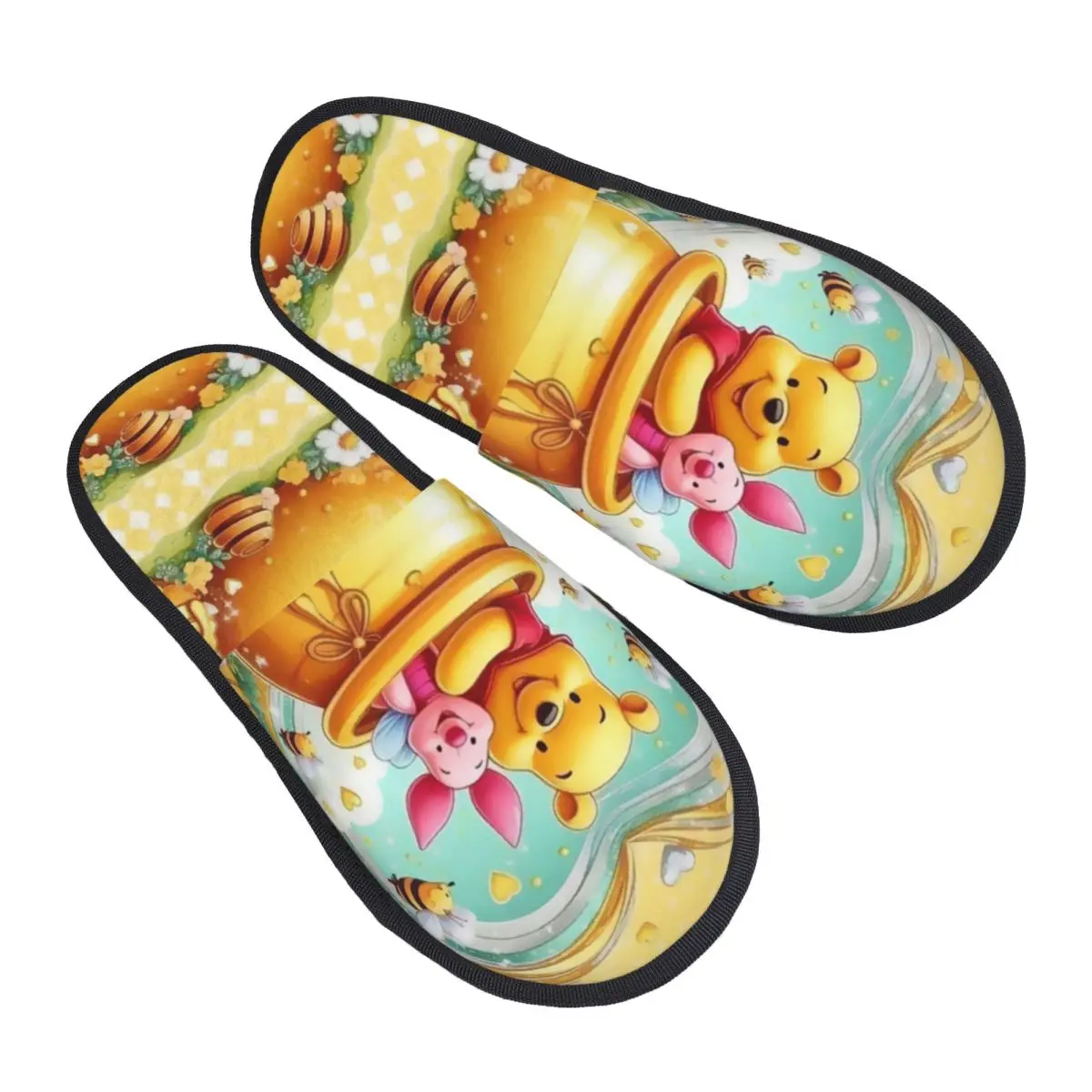 

Изготовленные на заказ домашние тапочки из мягкой пены с эффектом памяти, женские очаровательные удобные теплые тапочки с желтым медведем и противоскользящей подошвой