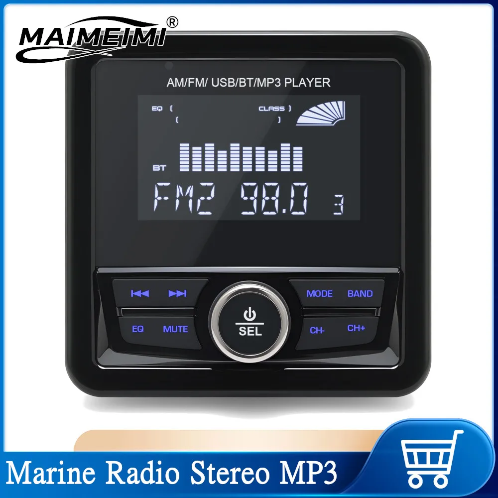 

Водонепроницаемый лодочный радиоприемник, стерео медиаплеер, Bluetooth-совместимый радиоприемник, аудио FM AM RDS, MP3-плеер для лодки, UTV, ATV, яхты