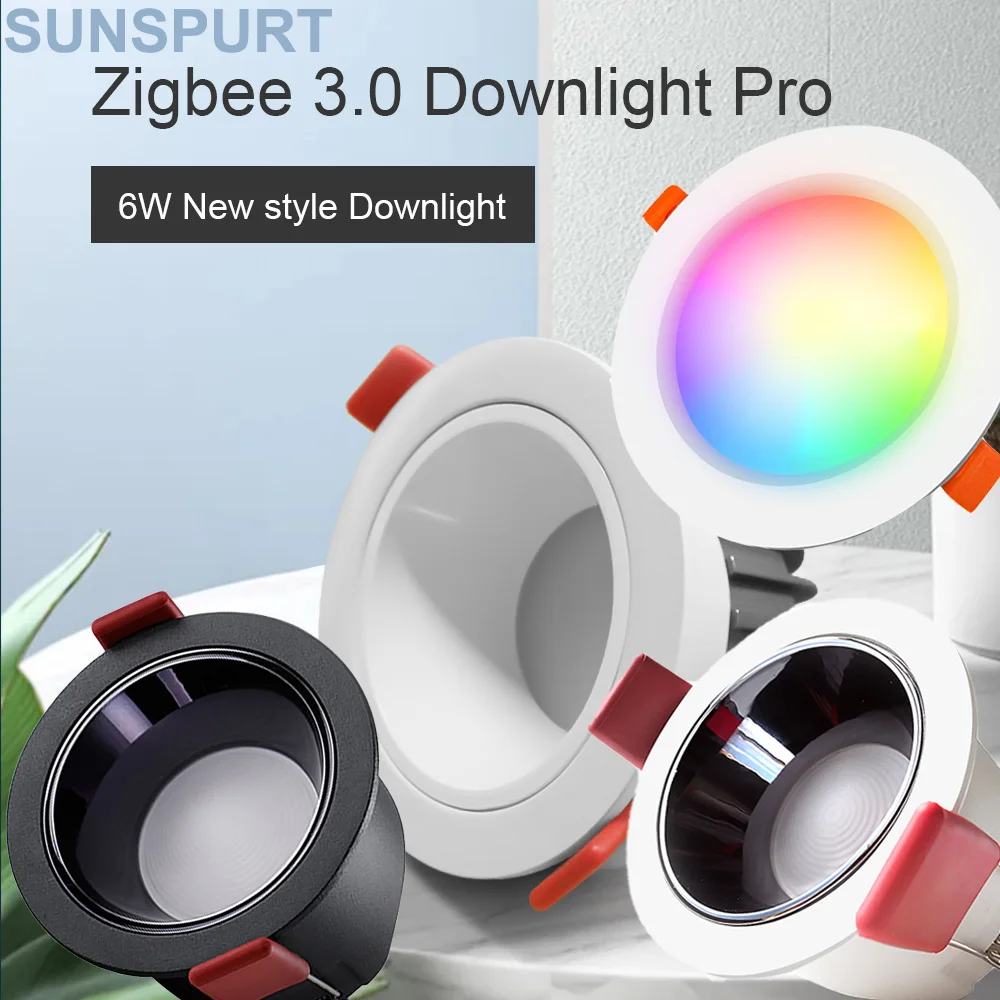 

5GL-D-001/2/6/7P Gledopto светодиодный потолочный светильник Pro 6 Вт/12 Вт Zigbee 3,0 Smart RGBCCT водонепроницаемый работает с приложением Tuya/голосом/RF пультом дистанционного управления