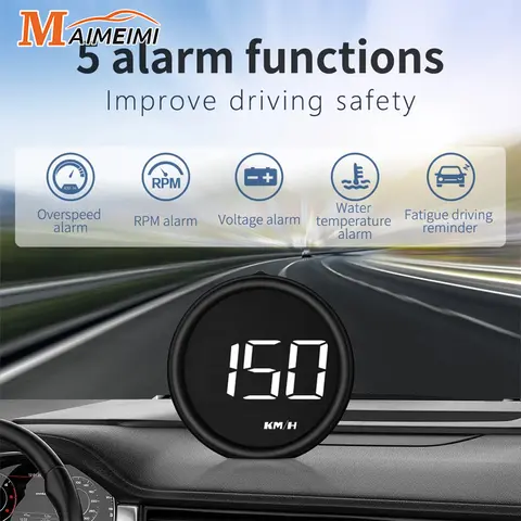 HUD B1 OBD 속도계 자동차 헤드 업 디스플레이 프로젝터 5 알람 EOBD 자동 연료 소비 속도계 수온