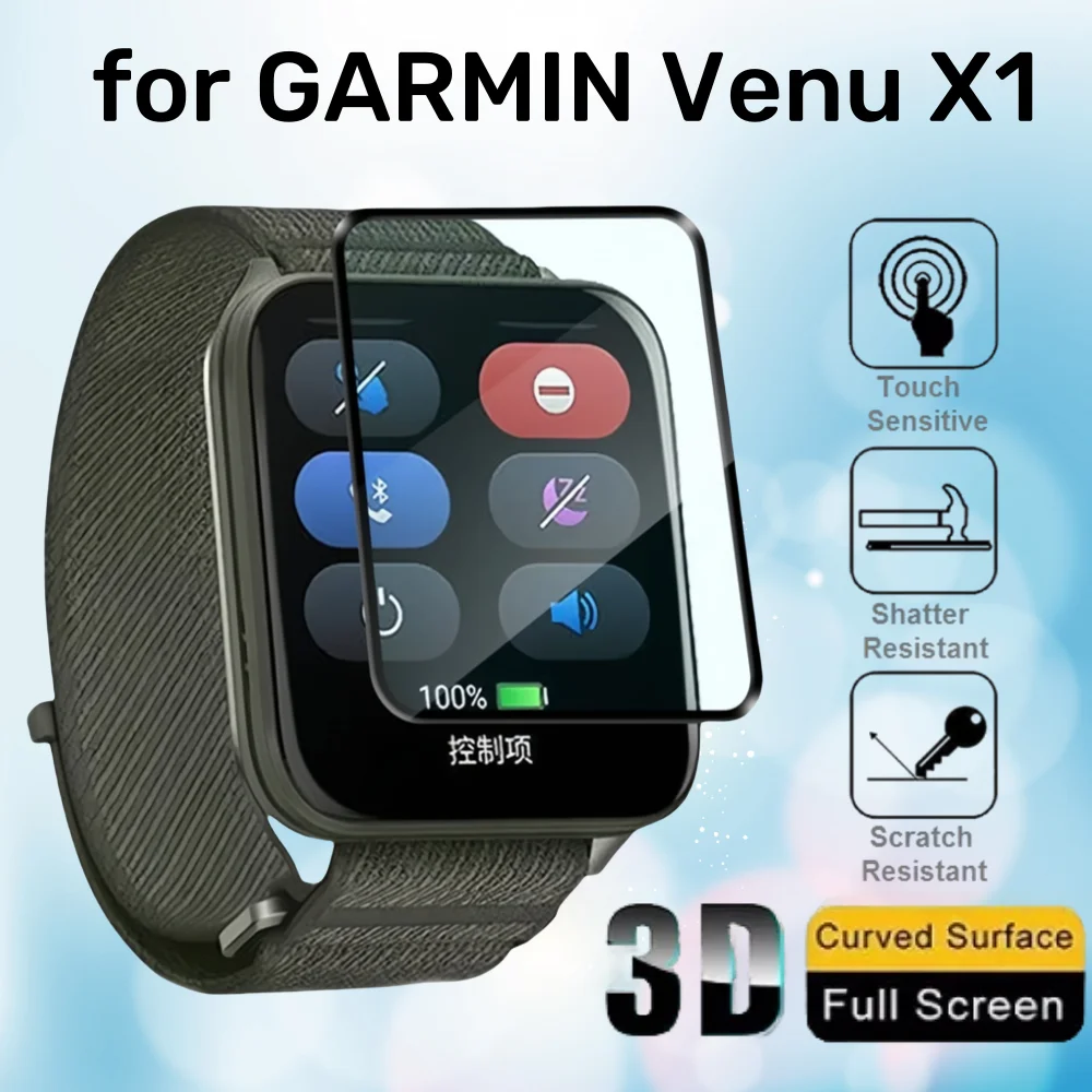 3PCS 3D Curved Edge Screen Protector for Garmin Venu X1 Smart Watch Full Coverage HD Clear Soft Protective Film