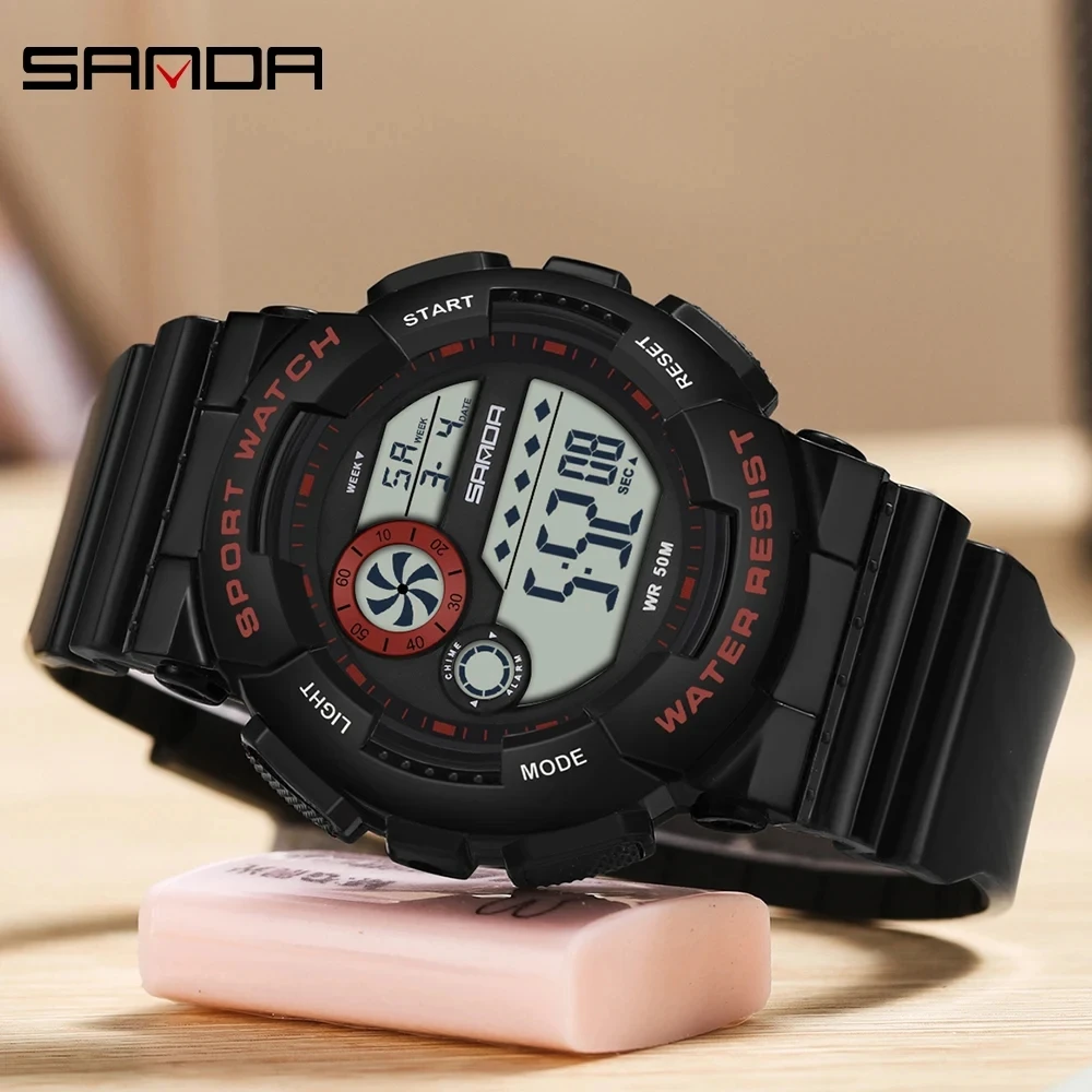 SANDA-reloj electrónico para hombre y mujer, pulsera luminosa, resistente al agua, creativa, para deportes al aire libre, regalo, 6114