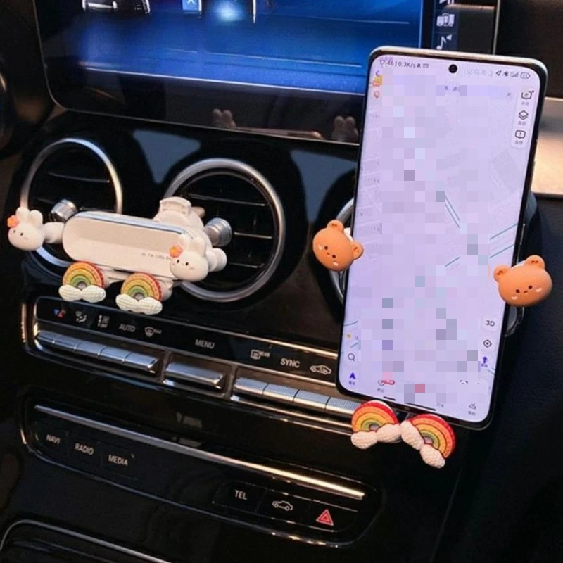Cute Car Mobile Phone Bracket Creative Car Air Outlet Clip Mount Mobile Phone Navigation Fixed Support Bracket Holder