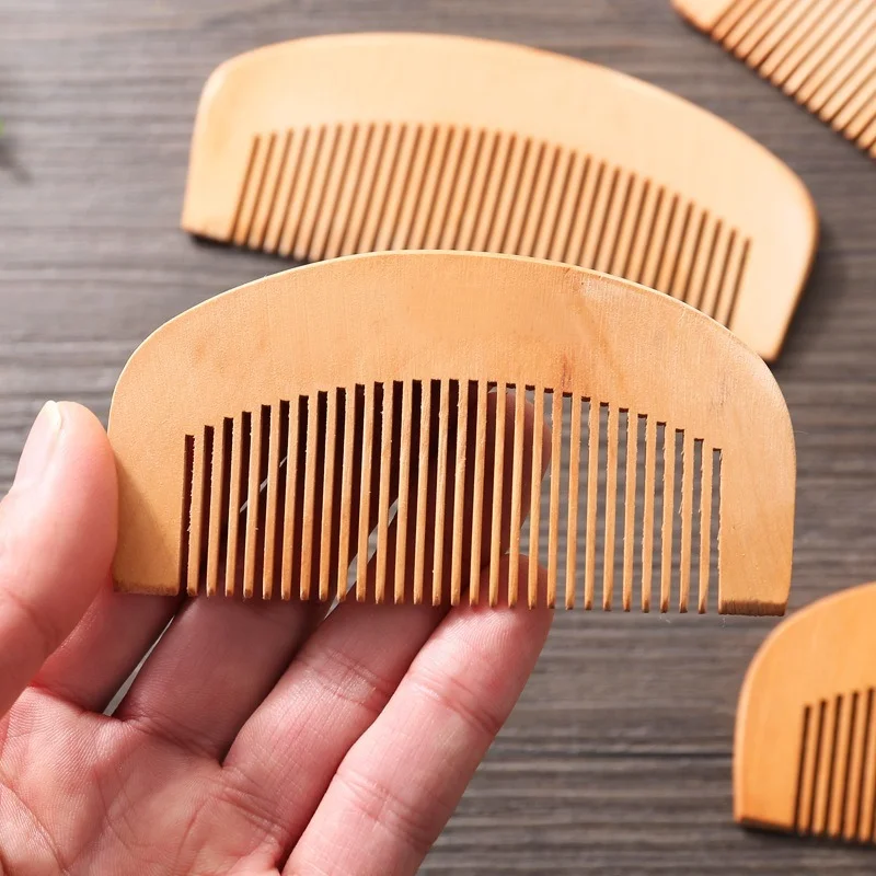 

1pc Pocket Comb Natural Peach Wood Small Comb Anti-static Beard Head Massage Hair Comb Brush for Travel Easy To Carry