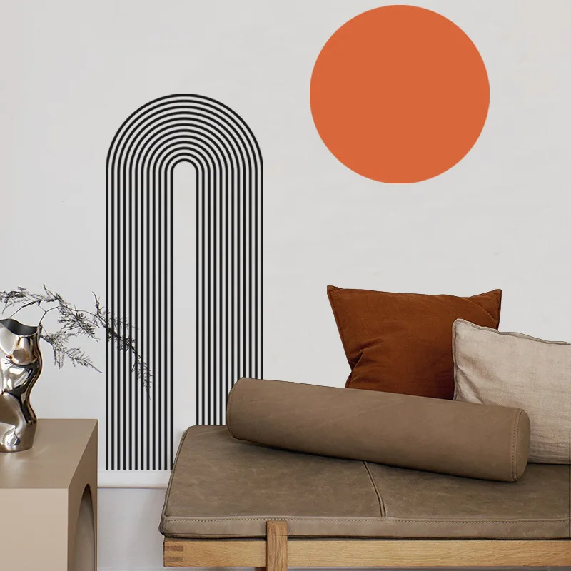 

Morandi Geometric Lines Wall Sticker DIY Living Room Sofa Porch PVC Wall Decals Boho Arch Sun Vinyl Murals Home Decor Wallpaper