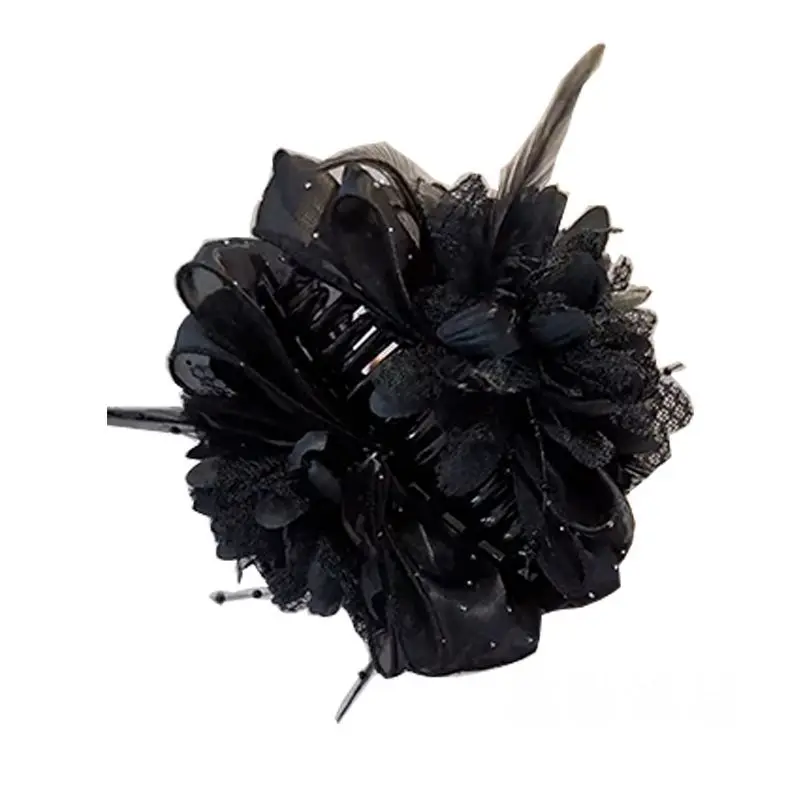 Moda moda flor pluma niñas Puffy pelo garra cuerda para mujeres temperamento Simple Scrunchies señoras accesorios para el cabello