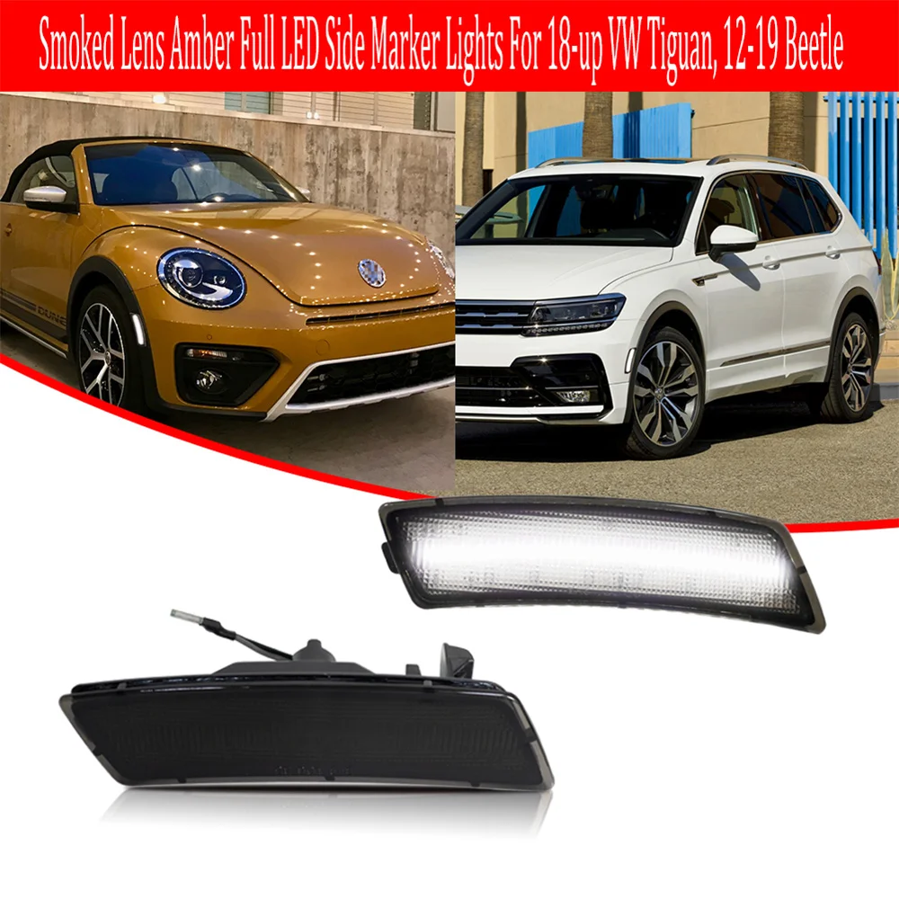 White / Amber LED Car Front Side Marker Indicator Lights For VW Volkswagen Beetle 2012-2019 & Tiguan 2018-up Turn Signal Light - view 2