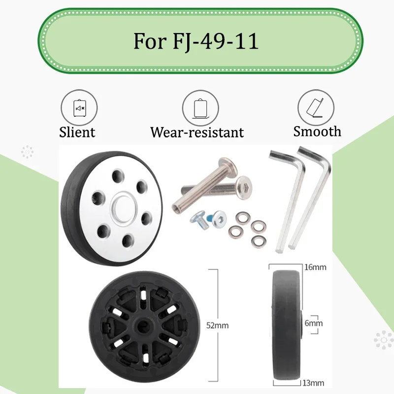 ل FJ-49-11 الأمتعة عجلة استبدال أجزاء عجلات الأمتعة العالمية الصامت السلس قطب الخروع اكسسوارات الأمتعة إصلاح #1