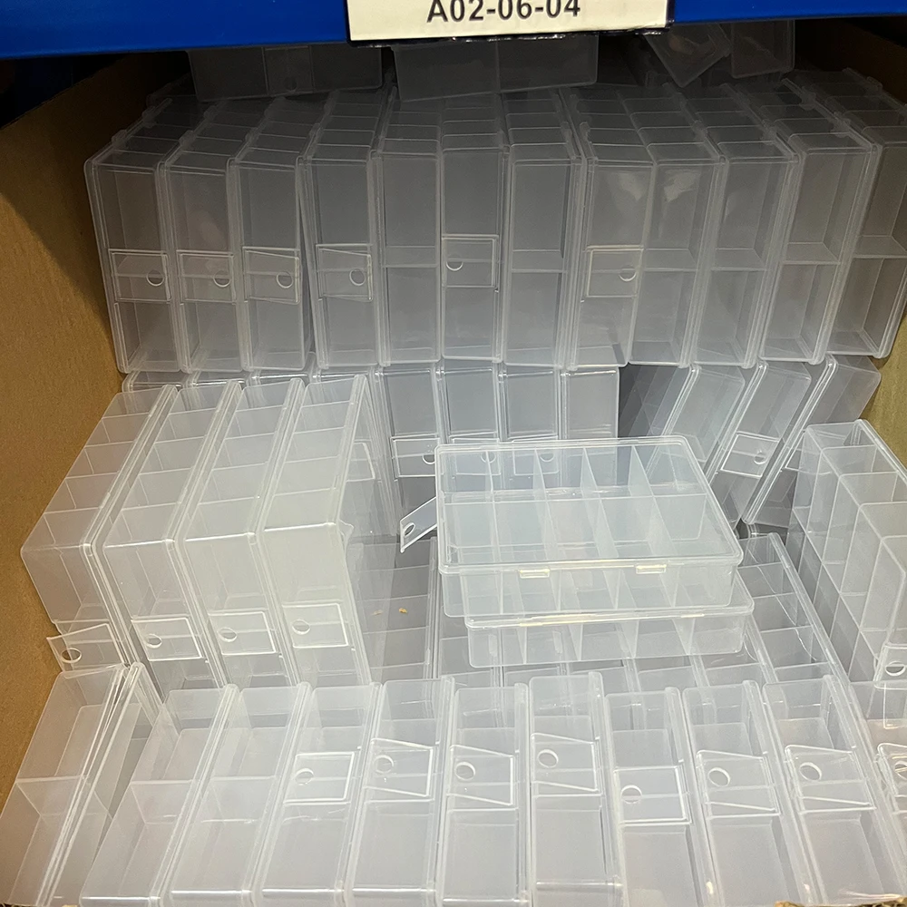 Caja de almacenamiento de láminas para uñas, transparente, vacía, 10 rejillas, joyería de plástico, cuentas, gemas, diamantes de imitación, caja organizadora para puntas de decoración de uñas postizas