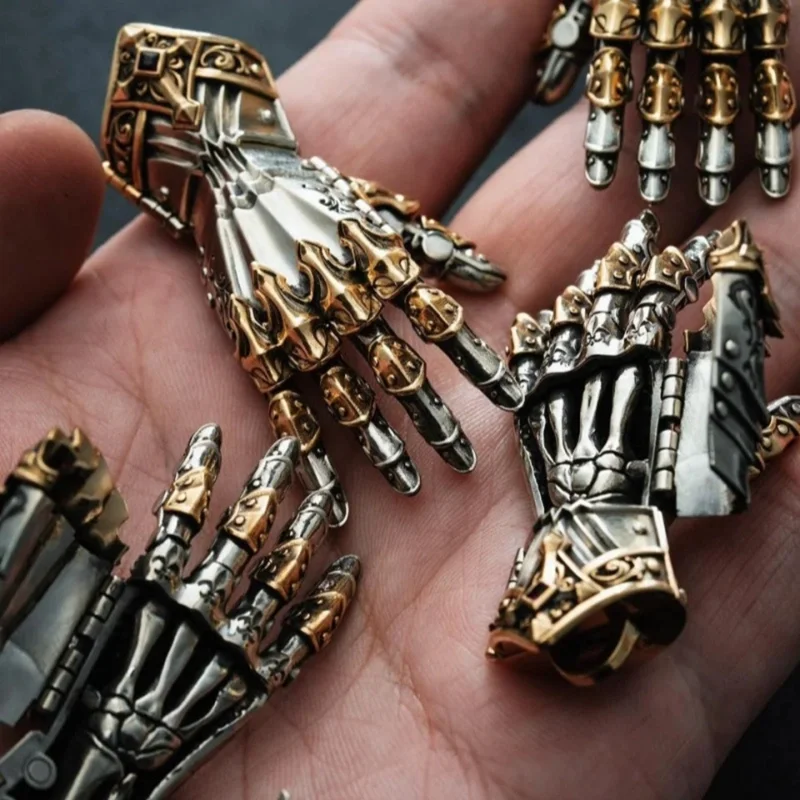 Mechanical Palm Pendant Joint Movable Manipulator Hand Charm Men Women Necklace Key Chain Accessories Gift