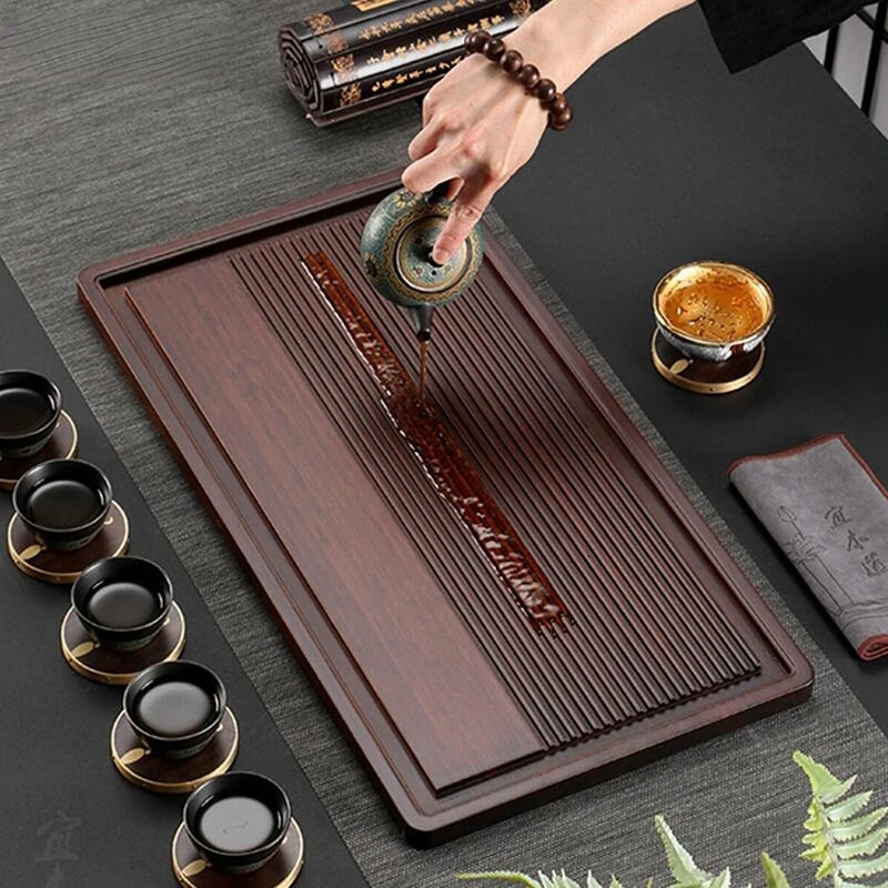 

Chinese Natural Bamboo Tea Tray Drainage Water Storage Dual-use Living Room Tea Table Accessories Household Tea Board Chahai