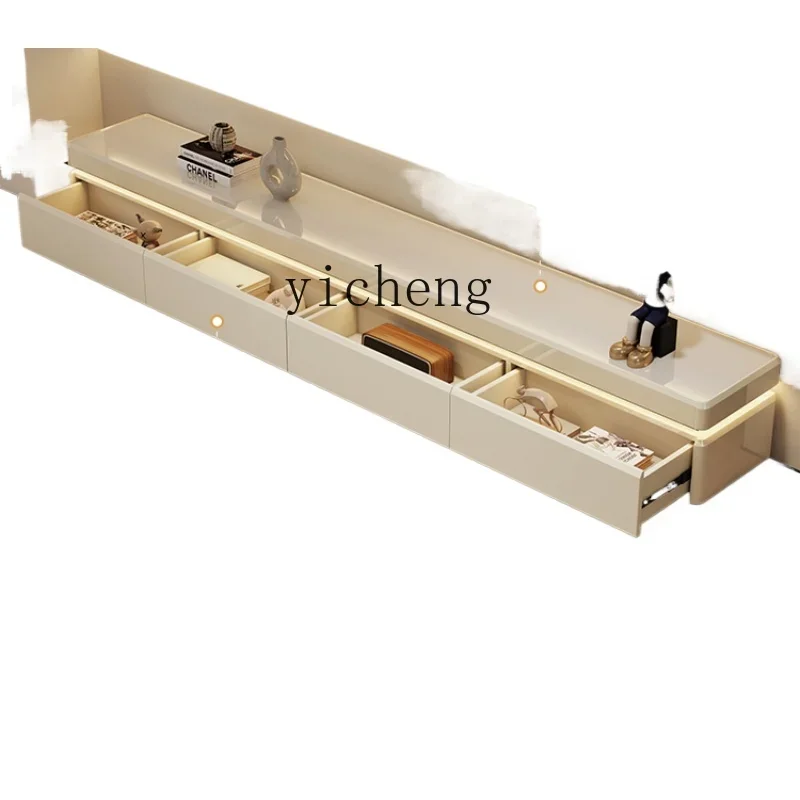 

XL TV Cabinet Floor Living Room Rounded Corner Side Cabinet Storage Locker Integrated