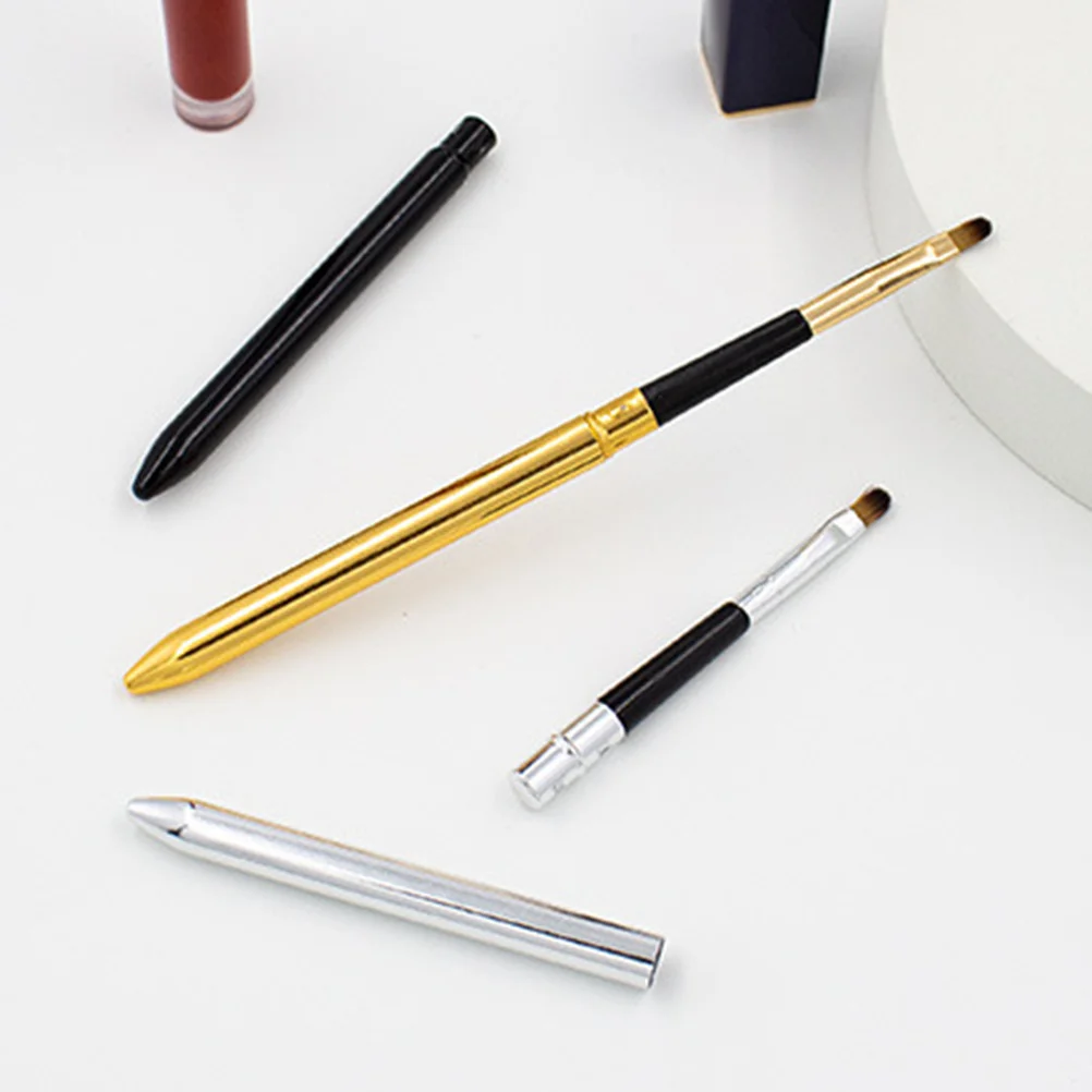 Pincel de labios retráctil para mujer, herramienta de maquillaje de lana biónica, mango suave, aplicador de lápiz labial portátil, 6 uds.