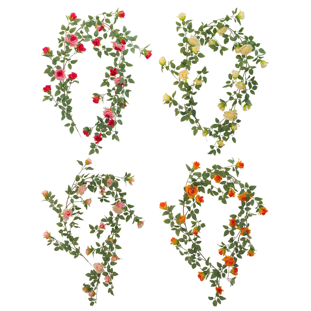 5.9FT الاصطناعي روز جارلاند ورد صناعي الكرمة معلقة نباتات اللبلاب الوردي لقوس الزفاف حفل الخطوبة ديكور