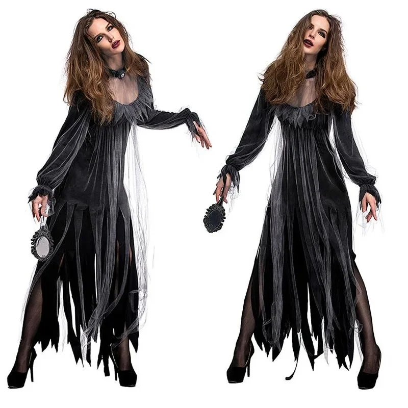 Halloween morto cadáver noiva traje feminino vestido longo assustador zumbi fantasma nupcial cosplay traje