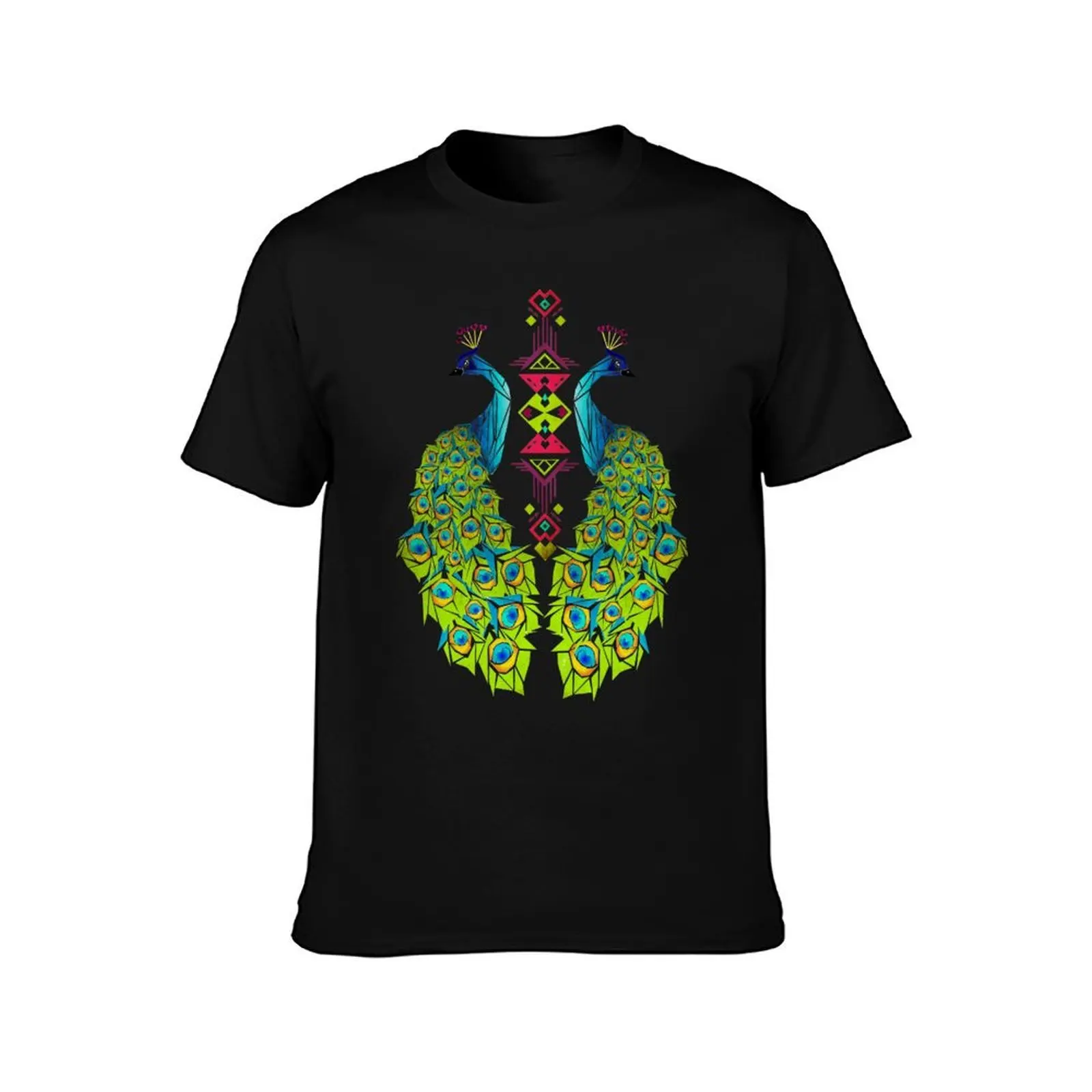 peacock T-Shirt, Summer Casual Cotton Tee, Oversized Streetwear Tops, Vintage Graphic Print, Loose Fit Short Sleeve, 100% Cotton