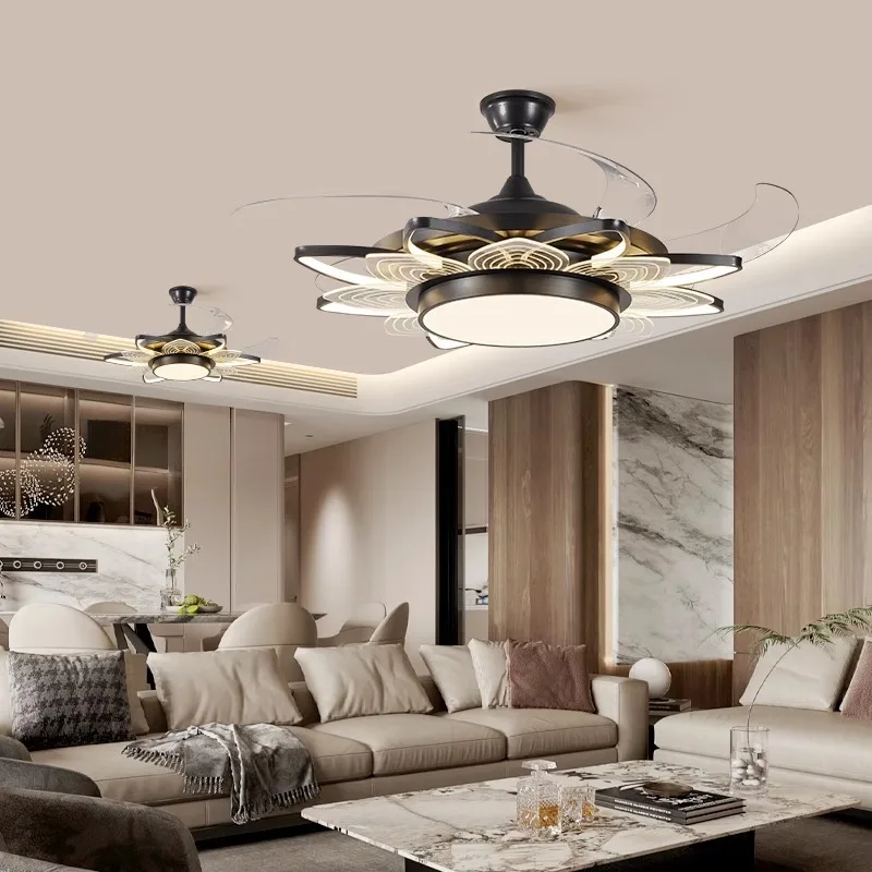 Ventilador de techo integrado para el hogar, ambiente Simple y moderno, luz para dormitorio, comedor, Invisible