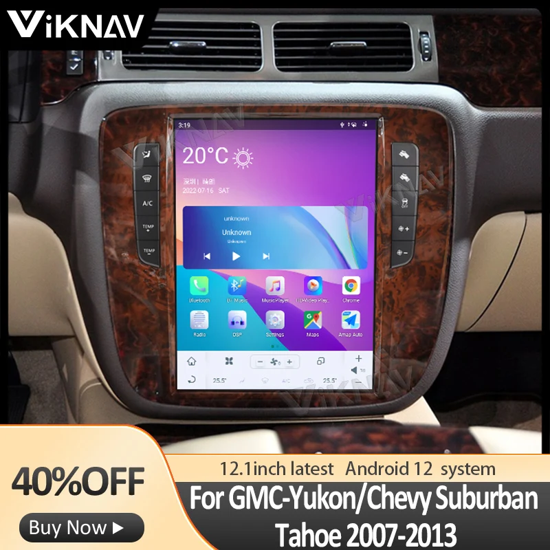

Обновленная система Android для GMC Yukon/Chevy Suburban Tahoe Auto AC 2007-2013, автомобильное радио, беспроводное Carplay, GPS-навигация, мультимедийный плеер