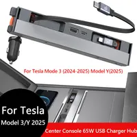 Para Tesla Model Y Juniper 2025 consola central retráctil Hub USB modelo 3 cargador de teléfono de las tierras altas estación de acoplamiento de carga rápida