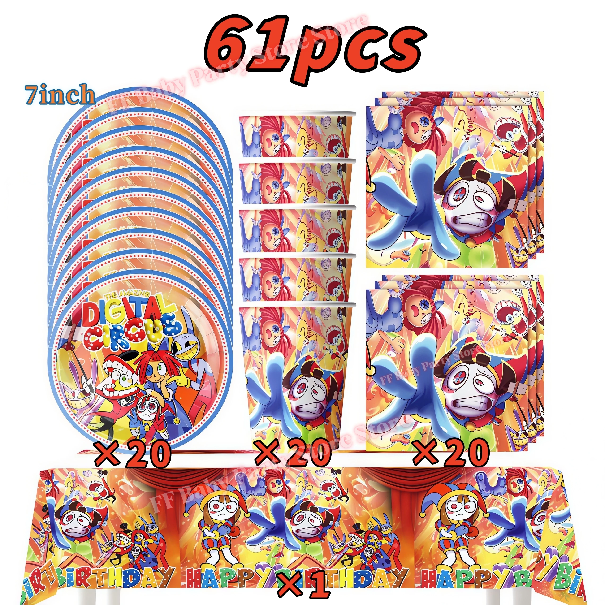 Erstaunliches Tischgeschirr Geburtstagsparty-Dekoration Digitales Zirkus-Ballon-Teller-Becher-Banner-Set Kinder-Geschenk Baby-Shower-Partyzubehör – Detail 25