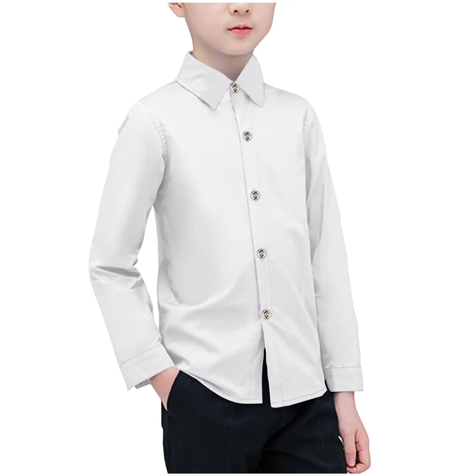 Jungen-Shirt für Kinder, weiße Oxford-Hemden, Kinder-Schuluniform, Geschenk, Zeremonie, Geburtstag, Hochzeit, formelle Kleidung von 3 bis 15 Jahren
